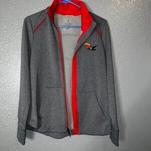 Elevate Gray Full Zip Athletic Jacket Red Trim Womens Medium